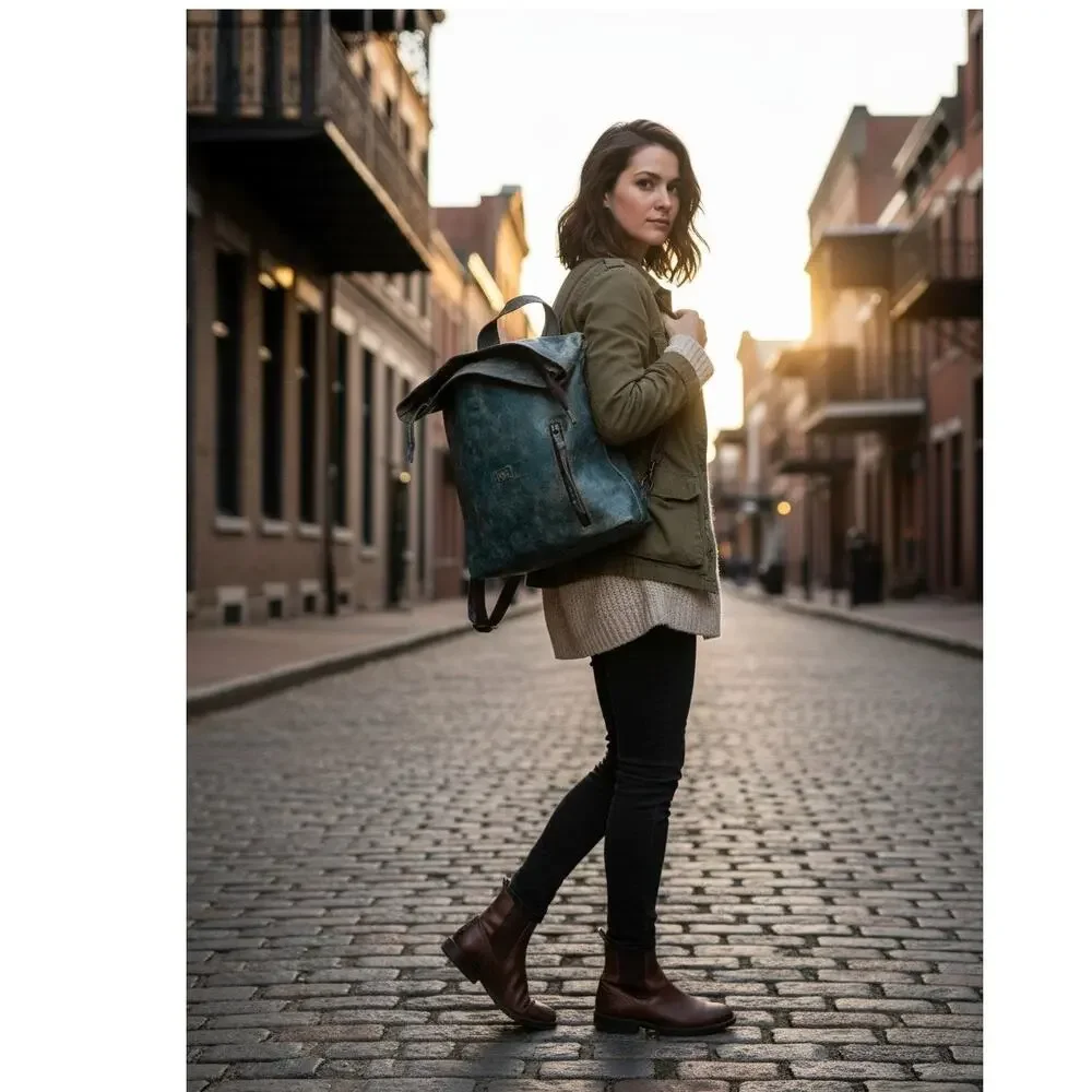 Bed Stu Howie Leather Backpack Cobalt Lux Laptop Travel Bag Handmade Distressed